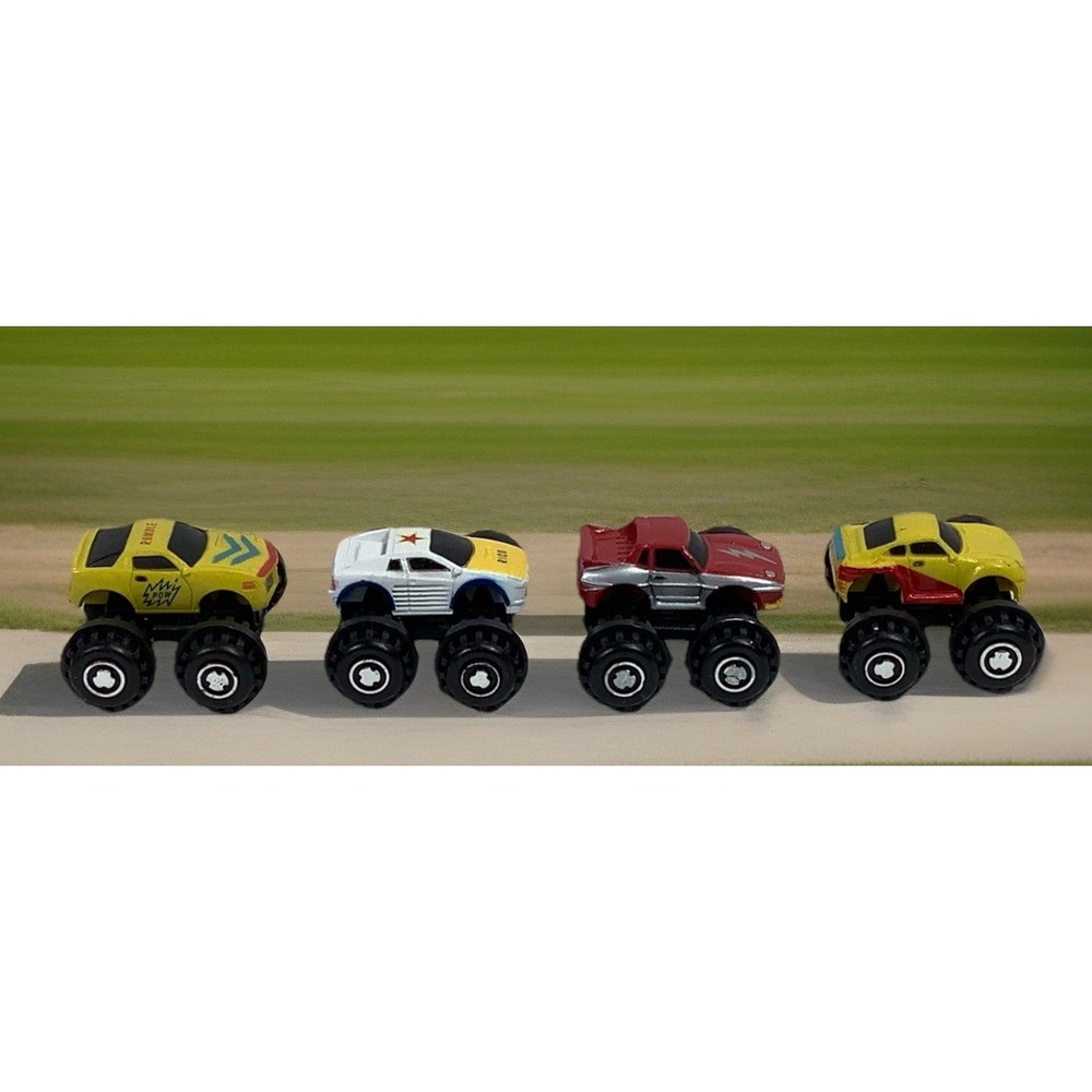 4 Vintage Micro Machines‎ Monster Cars Galoob 4X4 Big Wheels -Ferrari-Porsche